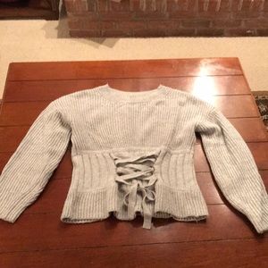 Gray front tie sweater